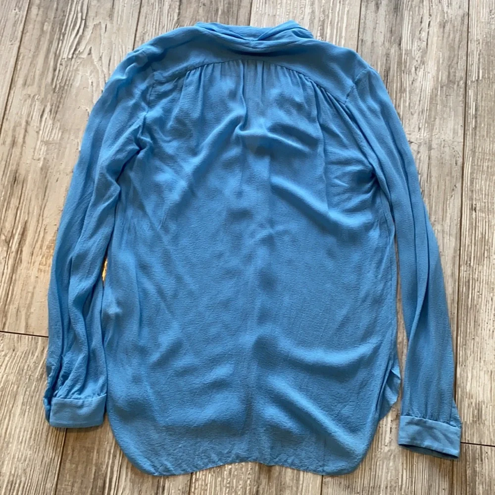 Wilfred Blue Long Sleeve 100% Silk Blouse - Picture 8 of 10